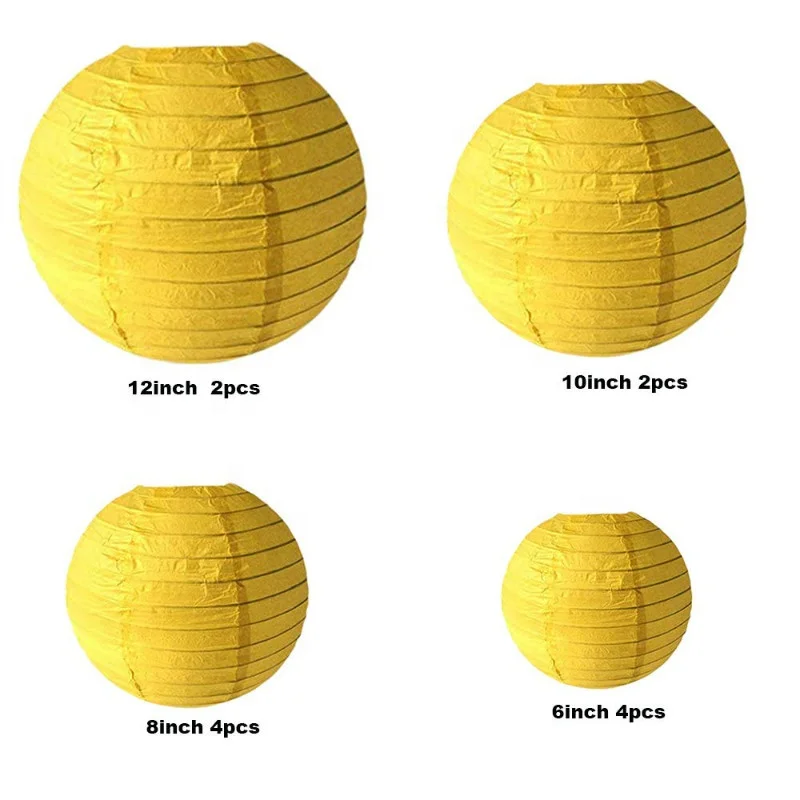 Желтые круглые бумажные фонарики Китайские 10 дюймов Большие Висячие Шаровые украшения для Хэллоуина дня рождения свадьбы детский душ