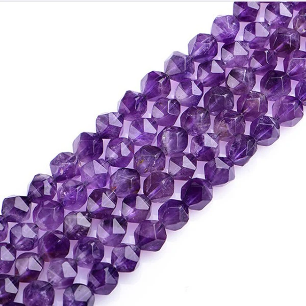 Diamond Faceted 8mm AA Grade Brazil Amethyst Gemstone Beads