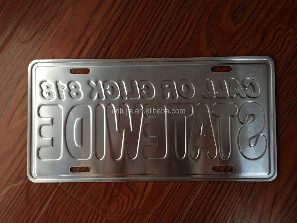 Decorative 3d embossed aluminum metal car license plate number plate