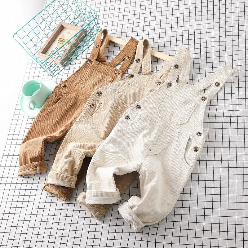 Wholesale fashionable baby boys and girls jumpsuit corduroy overalls for Autumn