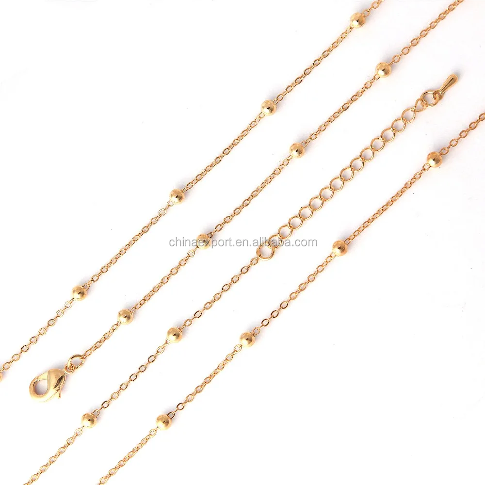 
Gold Plated Bead Connector Necklace Chain With 5cm Extender 