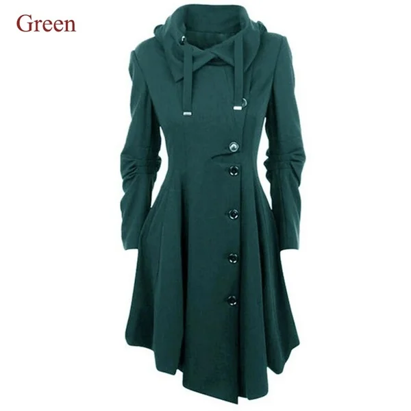 Plus Size S-7XL Fashion Women Tops Long Medieval Trench Coat Women Winter Black Gothic Coat Elegant Women Coat Vintage Female