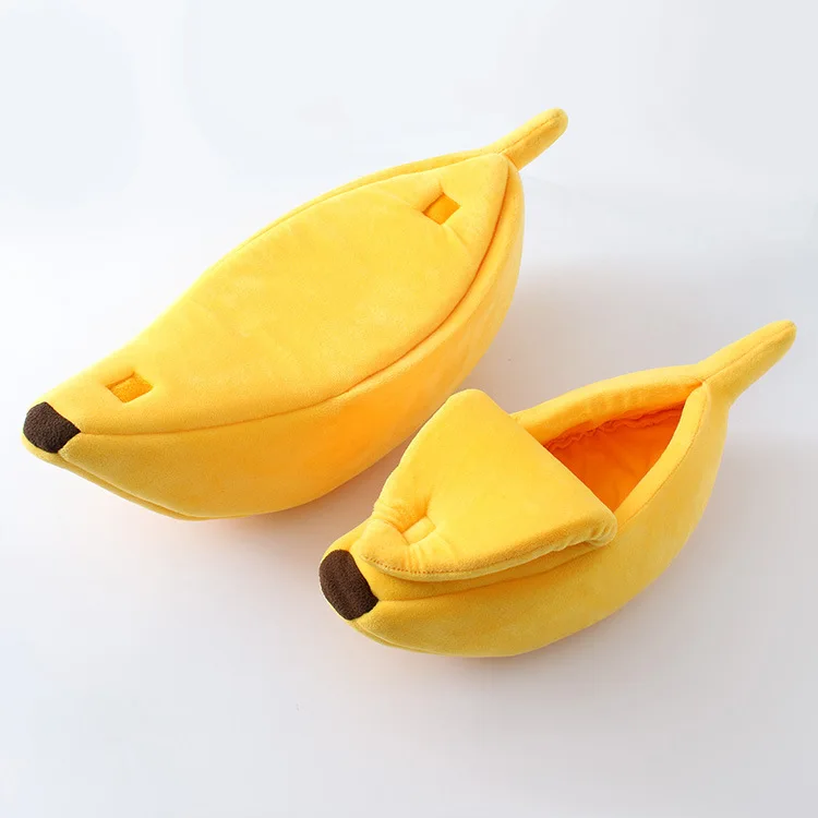 Pet Supplies cute cave fruit shape pet small dog yellow banana cat bed