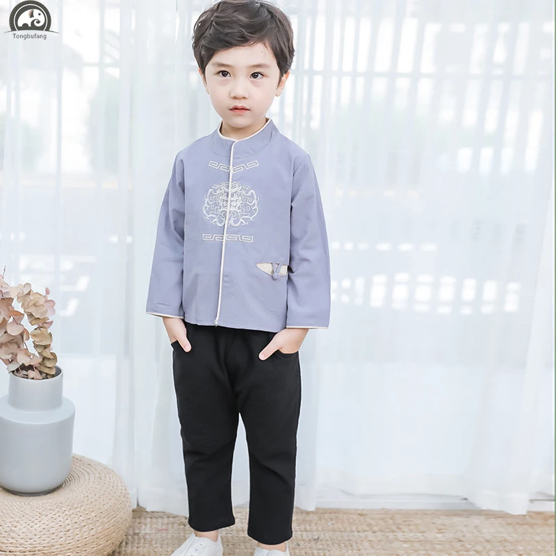 cotton and linen children tang suit two sets hanfu Chinese traditional clothing kids