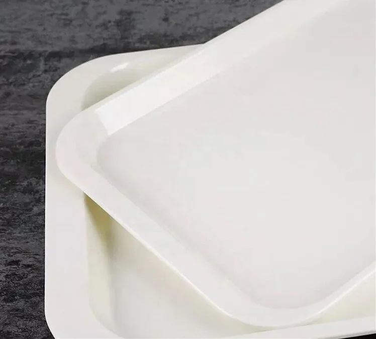 100% melamine white plastic food serving tray sets