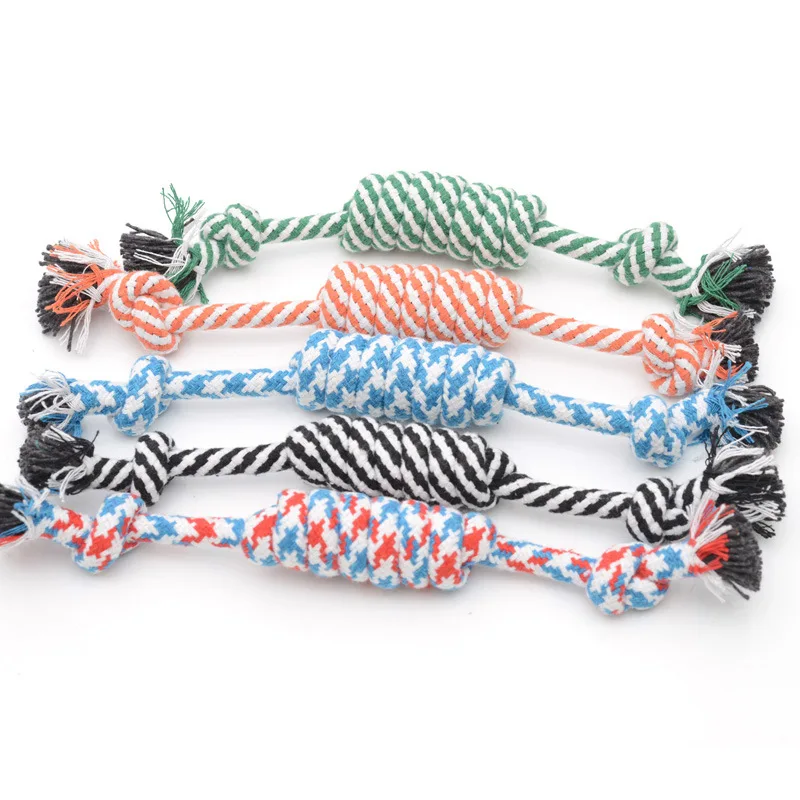 
Random Color New Dog Pet Puppy Chew Cotton Rope Ball Braided Knot Toy Durable Braided Bone Rope Funny Tool 