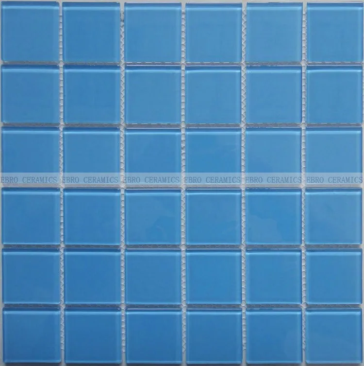 Grade 3a Swimming Pool Tiles Glass Mosaic Blue Color Decorative Glass Pool Mosaic Tile