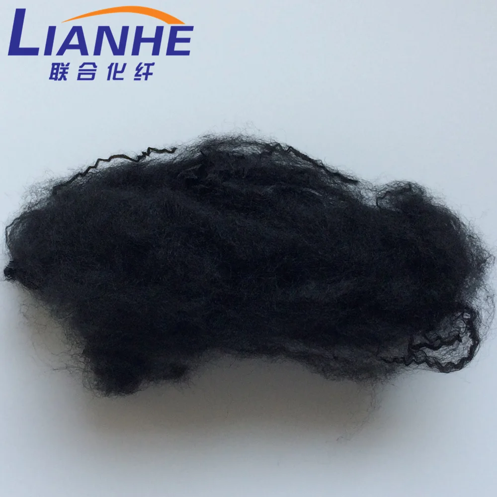 Прямая продажа с завода 3D/6D 64 мм черное Полиэфирное штапельное волокно для гео-текстиля