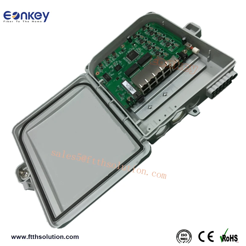 
Eonkey PCB FTTH 12 ports FDB Outdoor distribution box with 8 port poe switch 