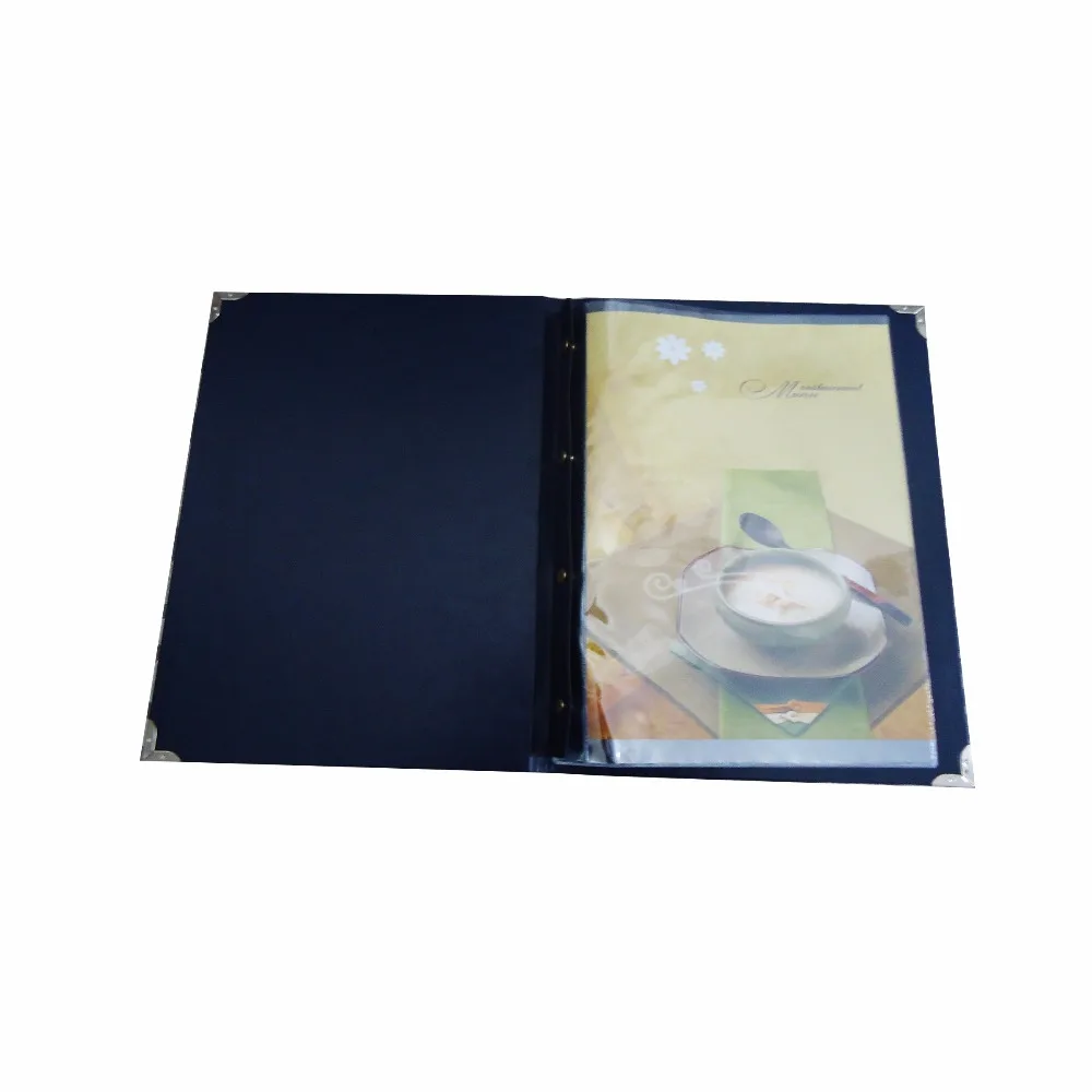 A4 Black PU leather menu holder for restaurant and hotel