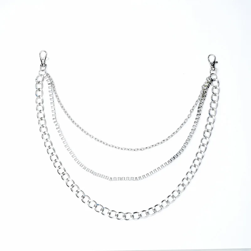Mens Punk Jewelry Metal Wallet Belt Chain Rock Punk Trousers Hipster Pant Jean Keychain Silver Ring Clip Keyring