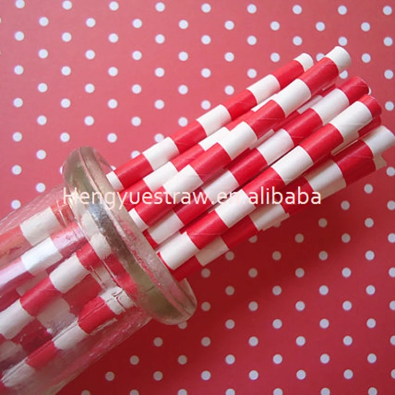 100Pcs/Bag Party Decoration Colorful Diameter 6 Disposable Biodegradable Straw Cocktail Drinking Paper Straw