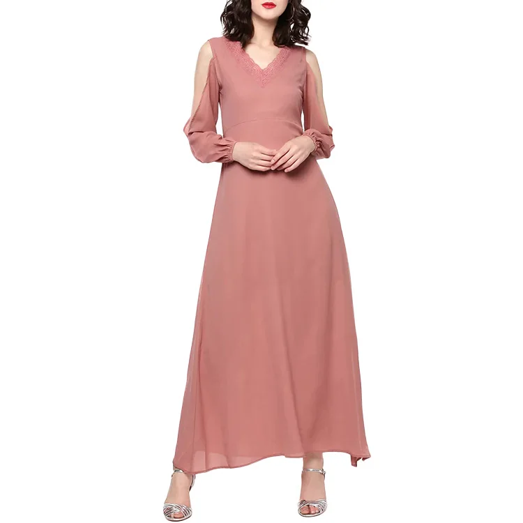 
Wholesale Lace Applique Fashion Elegant Fabric Long Frog Dress China Casual Dresses Long Split Sleeve 100% Cotton Chiffon Adults 