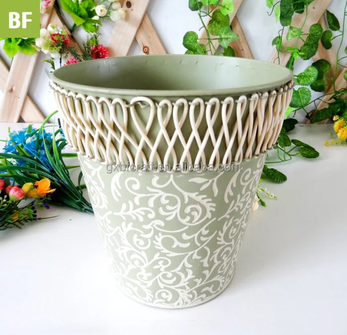 Zinc paint pail tub orchid pot for garlic planting