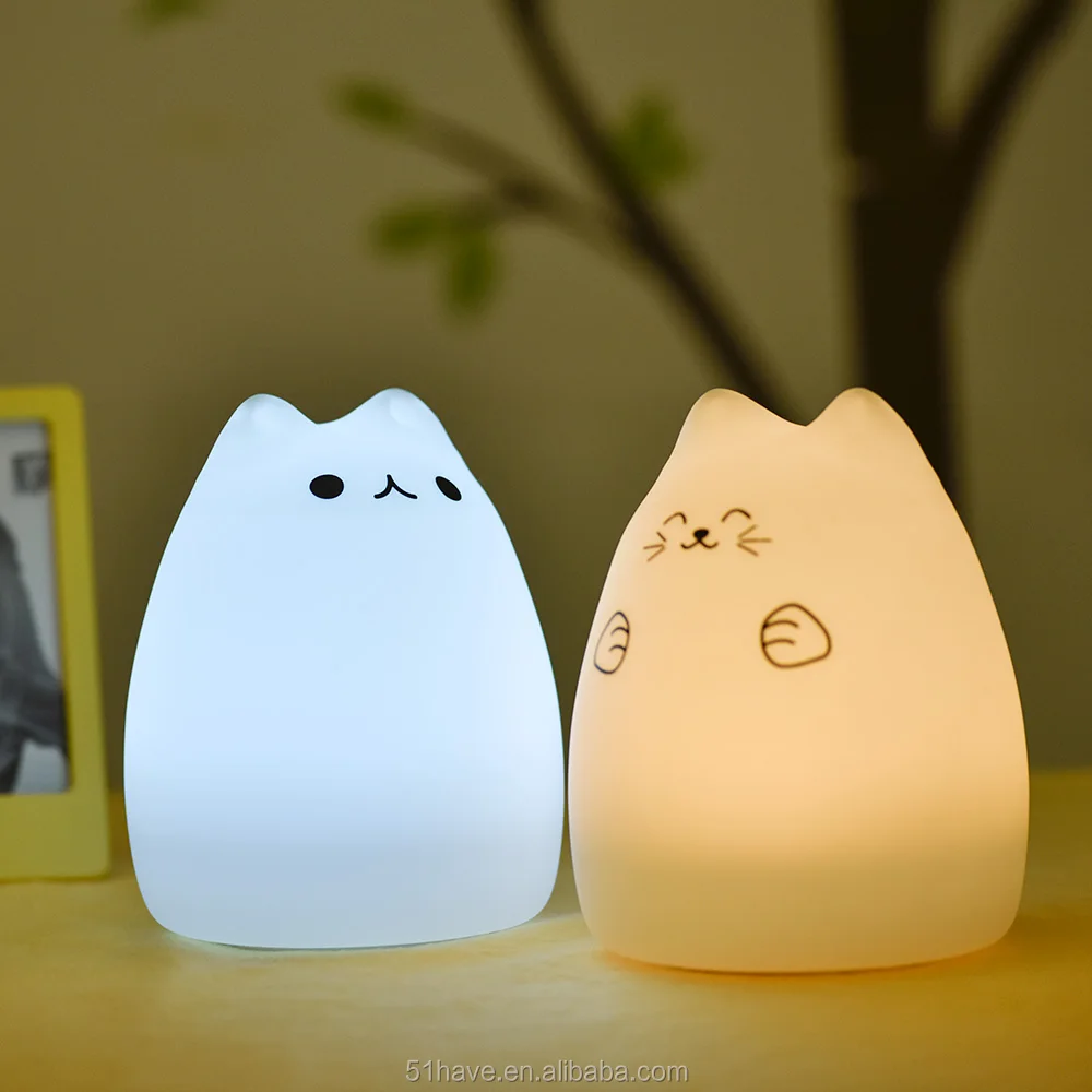 Popular silica gel LED small Shape cat Night Light