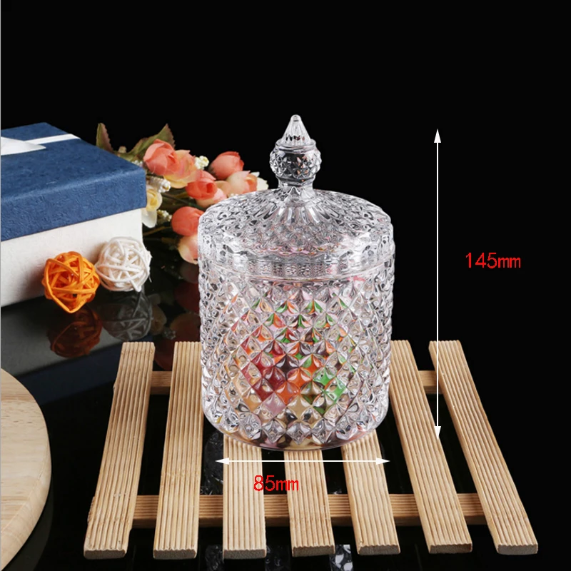 Nordic Style Candle Jar Storage Jar Home Decoration Transparent FJ99860 with Lid Decorative Glass Bedroom Customized Logo Party