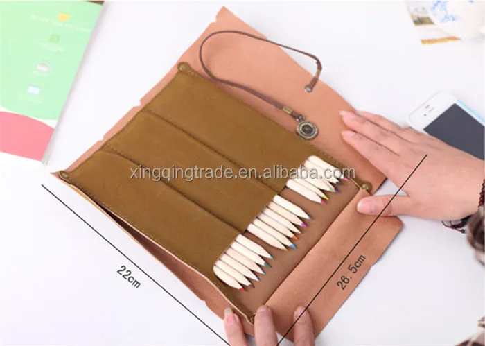 Retro Vintage Pirate Roll Up PU Leather Pen Pencil Case Bags Treasure Map Kid Party Gift Favor Make up Cosmetic Bag