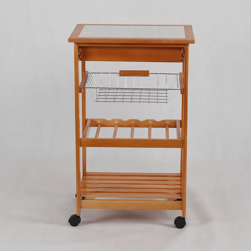 
4 layers wooden kitchen furniture island trolley for storage 