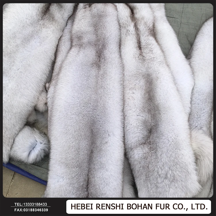 100% Real Blue Fox Fur Skin /Fox Fur Pelt For Garment Collar