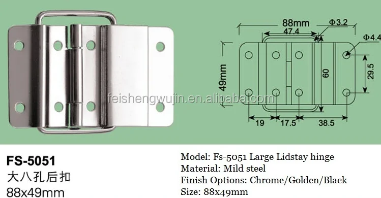 FAYSHING Chrome 6 Hole Strut Hinge Stay for Flight Case fitting hinge with lid stay Aufstellscharnier FS5050