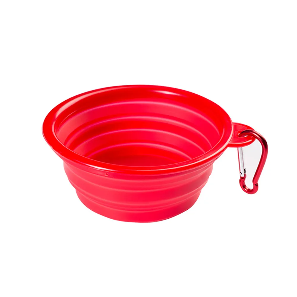 Дешевые дорожные мягкие переносные складные силиконовые миски для собак с карабинами