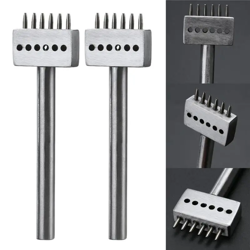
Steel 6mm 2/4/6 Prong Leather Punch Tool Spacing Row Circular Cut Hole Stitching Punch Cutter DIY Leathercraft Tools 