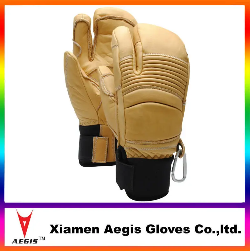 Wholesale Oem  High Quality  mens yellow leather ski gloves  winter thick warm glove