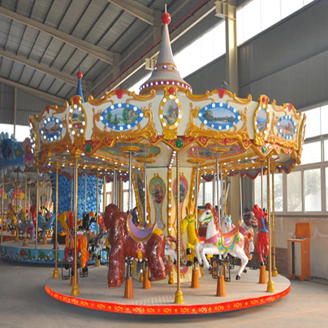 High quality 16 seats animals theme outdoor ground carousel rides