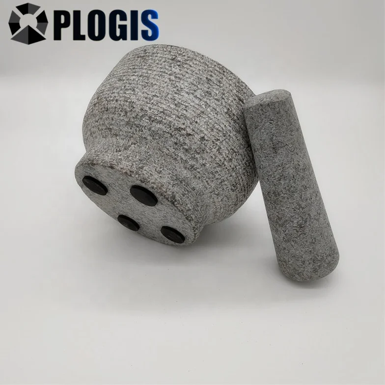 Stone Mortar and Pestle Set - Natural Granite Stone Grinder Bowl for Herbs, Spices, Garlic, Kitchen