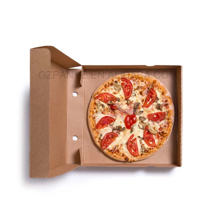 Квадратная коробка для доставки пиццы из гофрированной крафт-бумаги