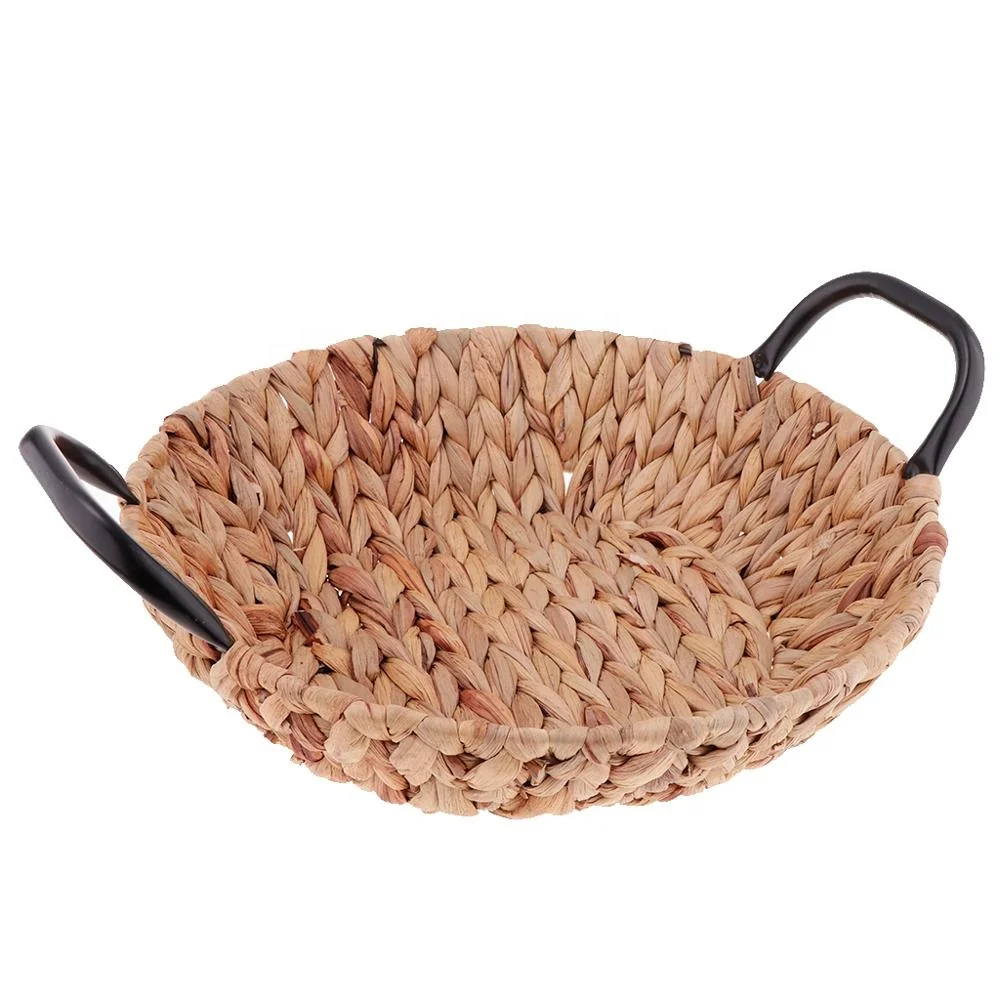 
Custom Handmade straw weaved snacks candy sundry food fruit collection picnic basket 