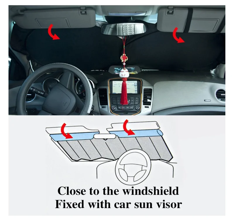 
Windshield Sun Shade Universal Fit Sunshades For Car SUV Truck 210T Nylon Front Windshield Window 