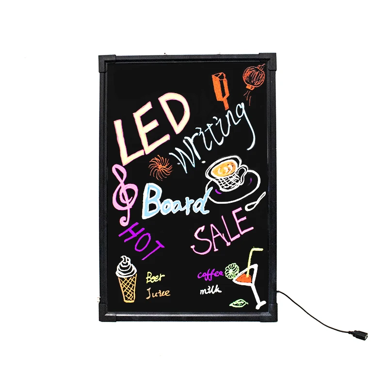 New rewritable tempered glass panel LED writing board / night light LED advertising display board