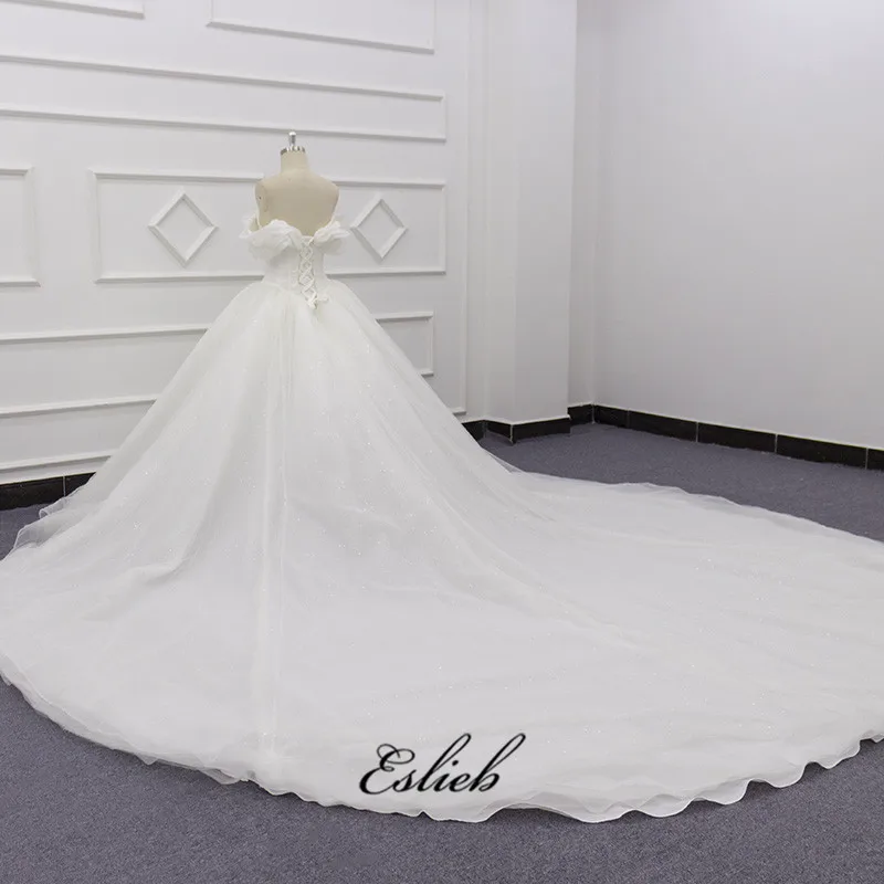 Eslieb JIANG1909 real photo ivory Embellishment sweetheart suzhou glitter wedding dress ball gown