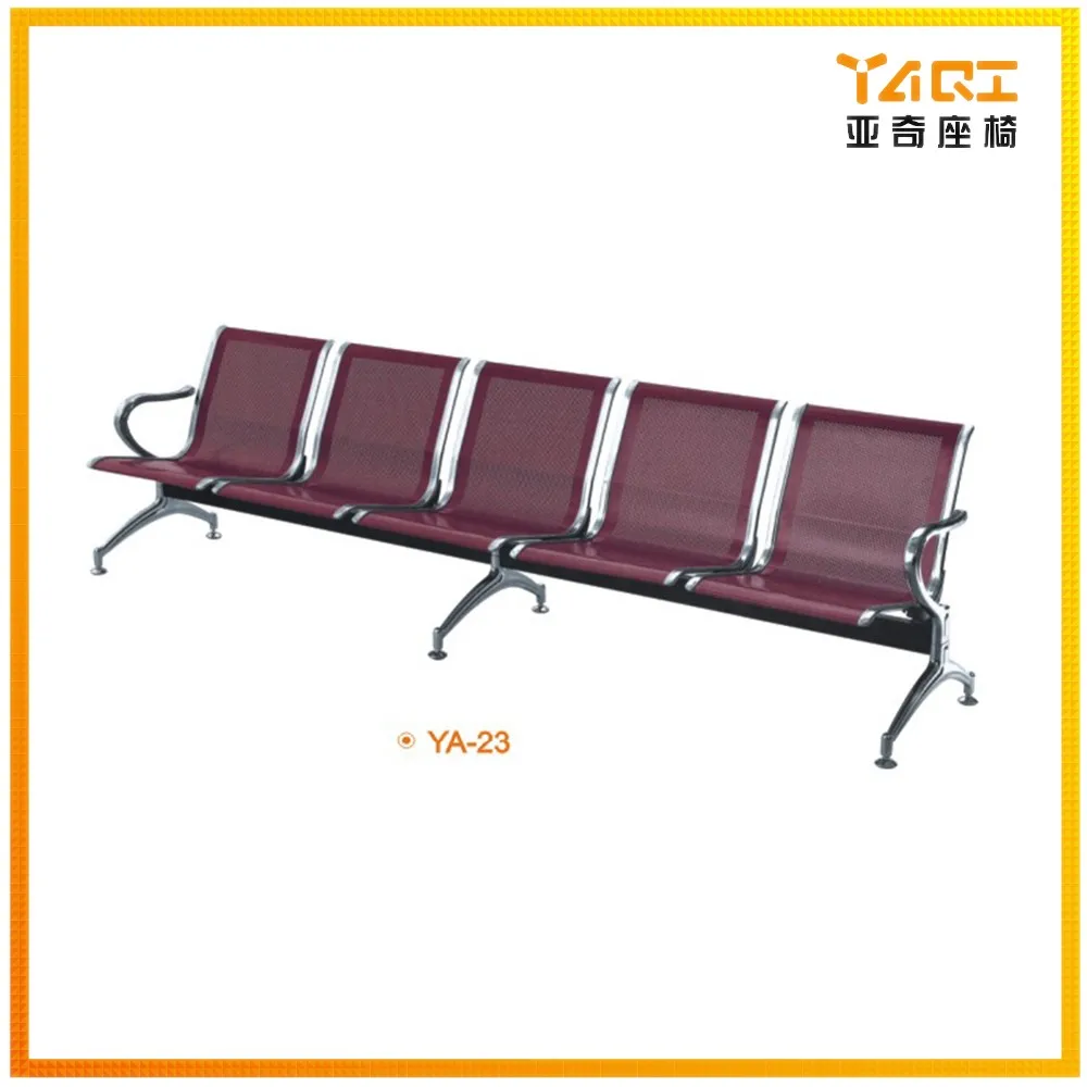 Yaqi Furniture public waiting bench hospital airport used black color no arm 5-seater metal gang chair YA-23
