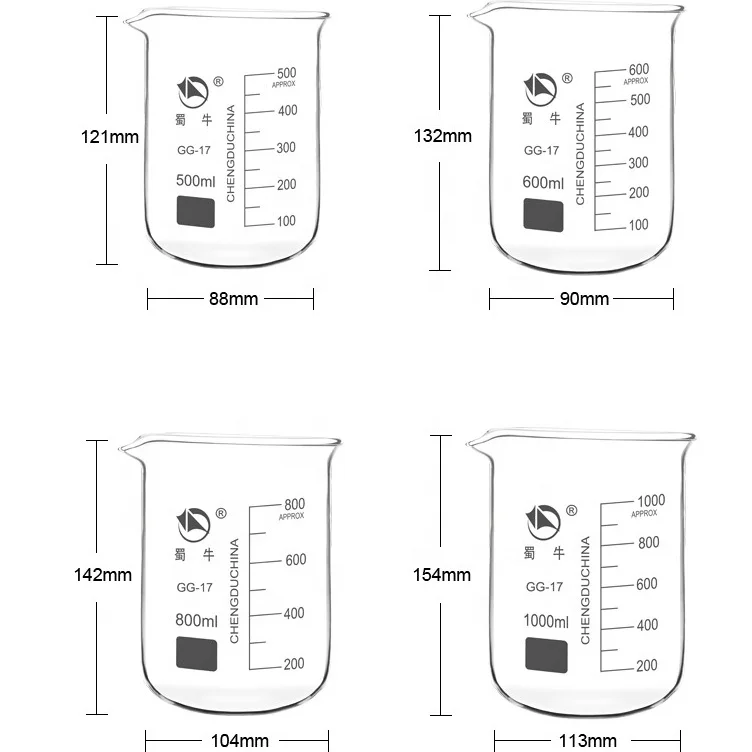 
Transparent Calibration Glass Beaker for High Quality Heat Resistant Laboratory 