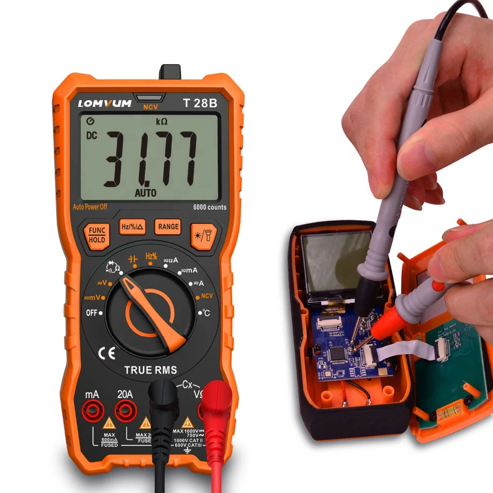 Lomvum NCV AC/DC Цифровой мультиметр для измерения напряжения 6000 отсчетов