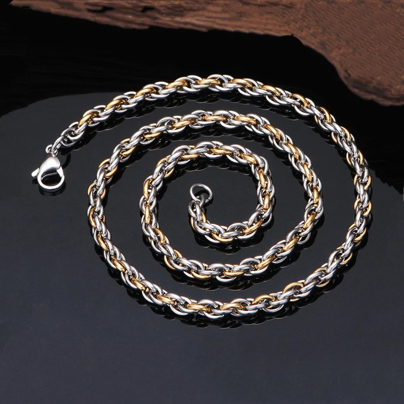 Hottime Wholesale 24K Gold Plating Stainless Steel Chunky Fashion Jewelry colorful necklace