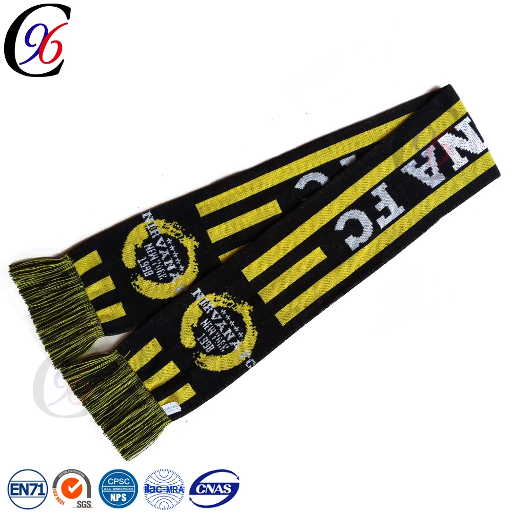
Crochet winter football printed knitted embroidered scarf 