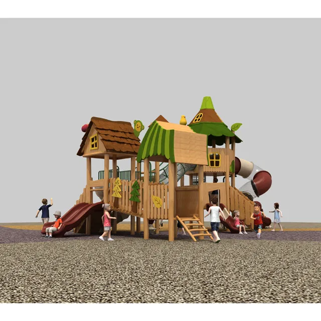 Outdoor Amusement Park Physical Series Play Game With Wooden Playhouse For Children