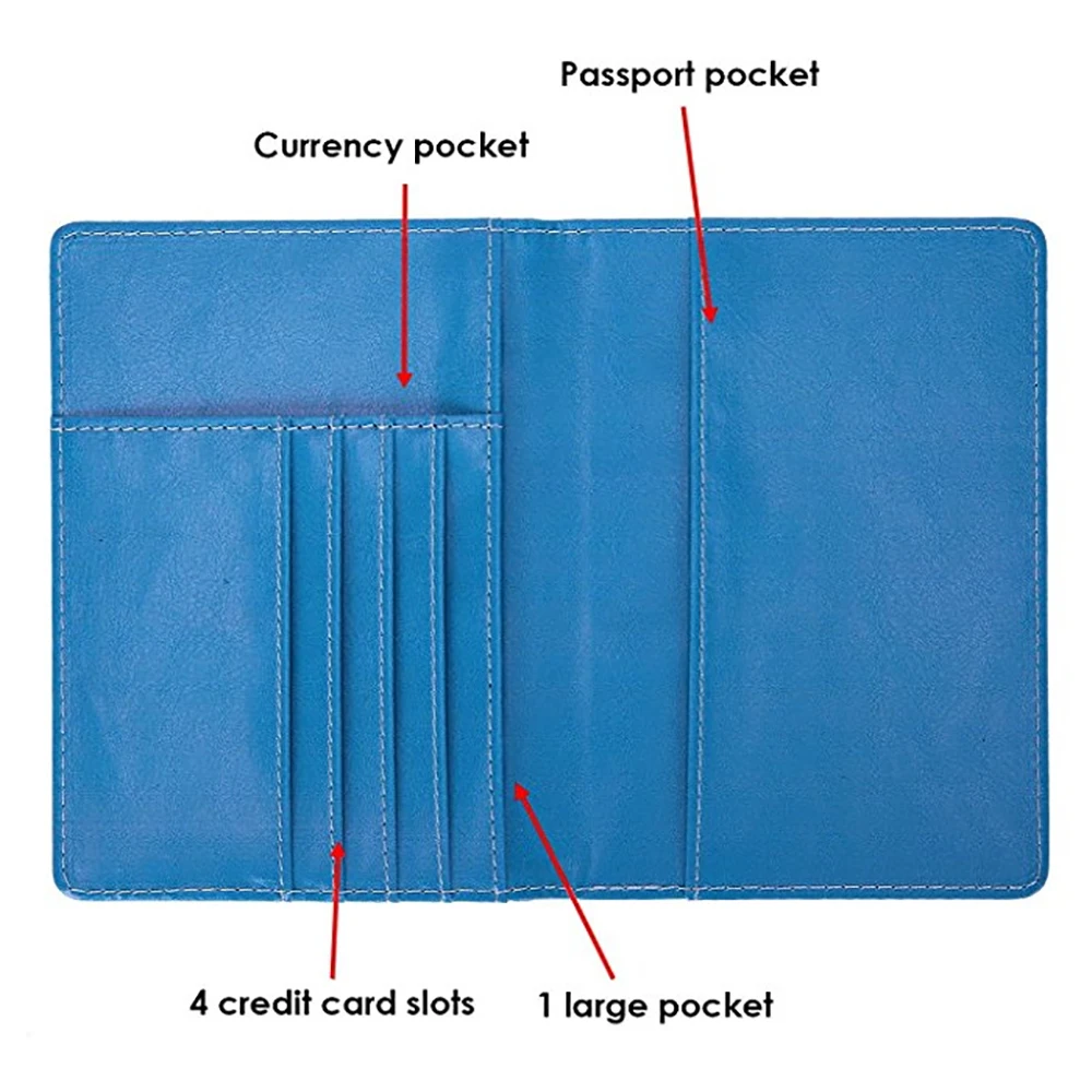 Custom High Quality Leather Passport Holder RFID Blocking Premium Travel Wallet Cover Case PU Leather Passport Holder