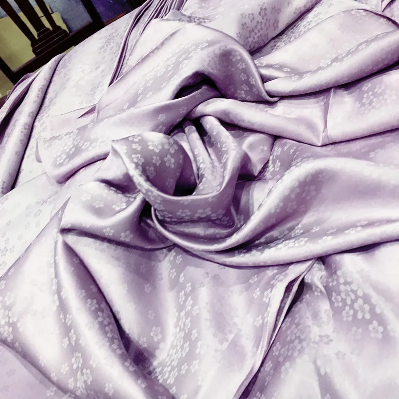 Экспортная фиолетовая шелковая ткань кимоно Hanfu жаккардовая с принтом из чистого китайского шелка