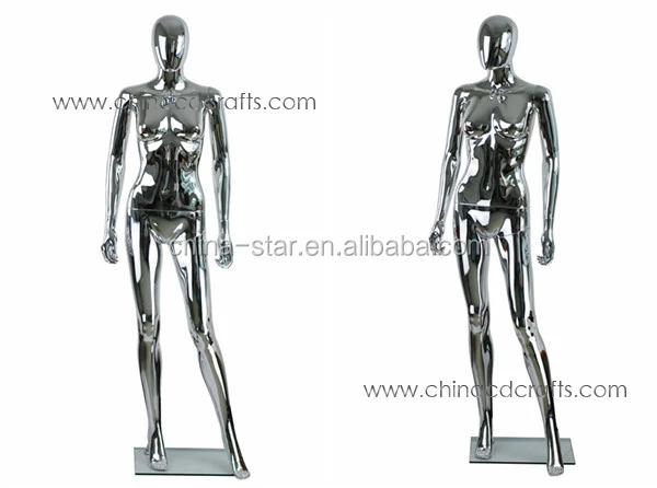 high quality hot sale plastic chrome silver female models, manikin, chear plastic mannequin