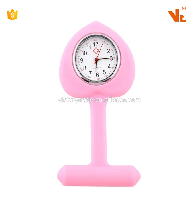 V-NW03 Promotion Love Heart Shape Silicone Cover Quartz Nurse Fob Watch