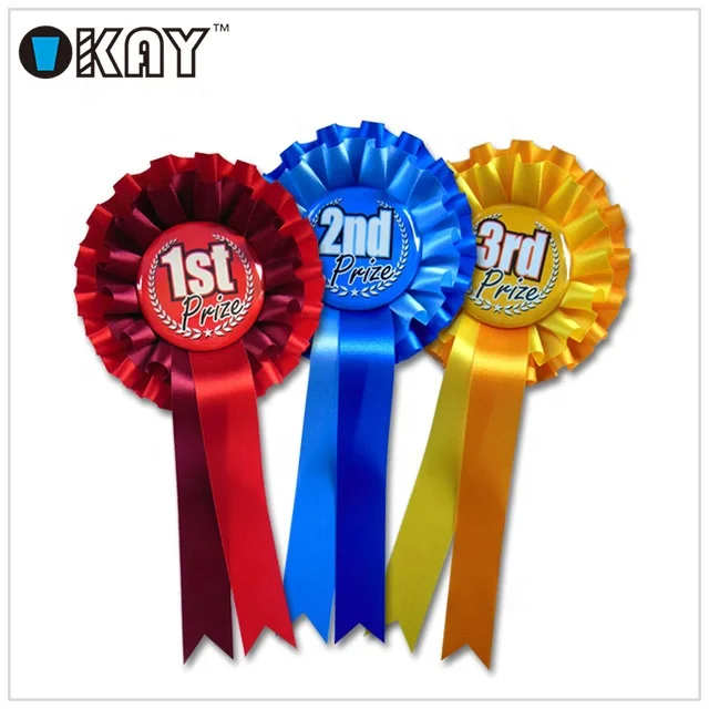 Hot Selling Large Round Rosette Award Satin Ribbon