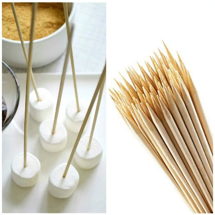 Bamboo Marshmallow Smores Roasting Sticks 30 Inch 5mm Thick Extra Long Heavy Duty Wooden Skewers Campfire Accessories