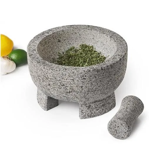 Stone Mortar and Pestle Set - Natural Granite Stone Grinder Bowl for Herbs, Spices, Garlic, Kitchen