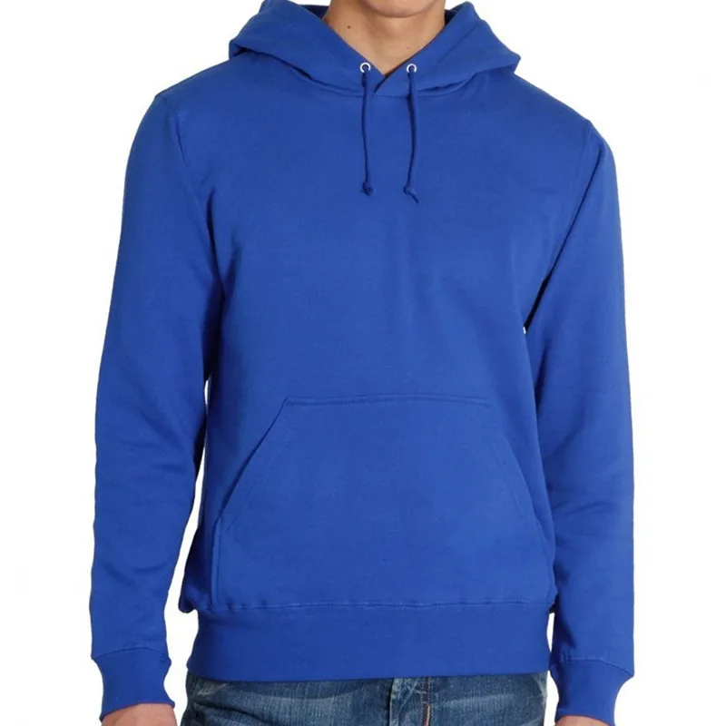 100% cotton plain royal blue hoodie