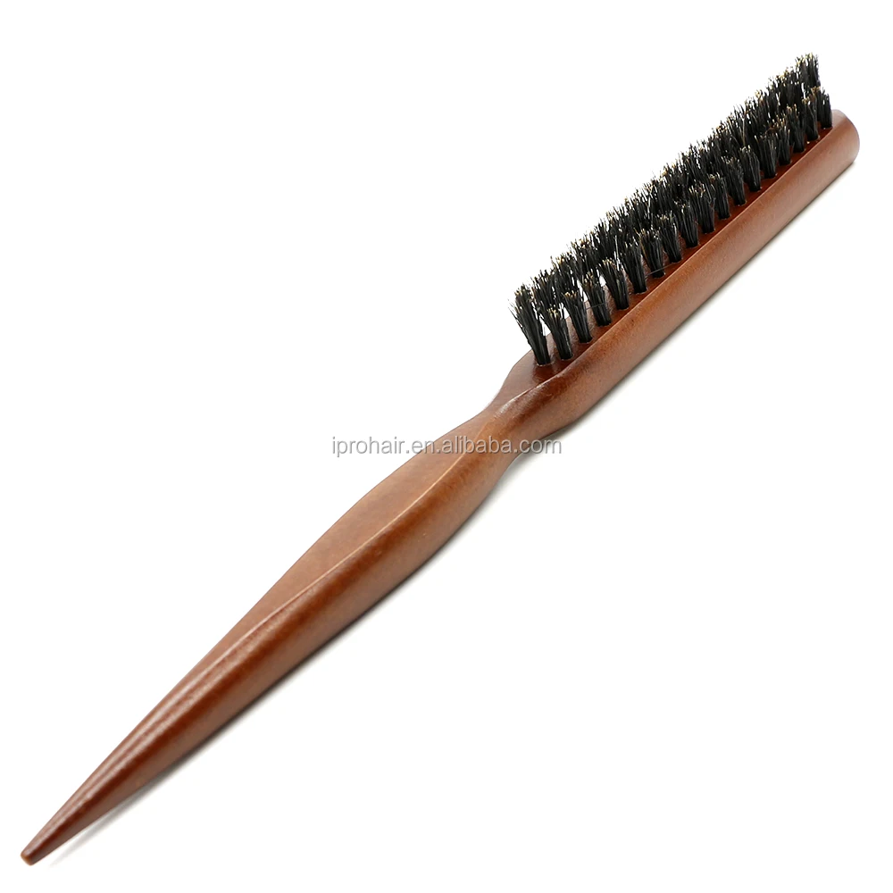 Boar Bristle Hairdressing Comb Fluffy Wood Handle Hair Brush