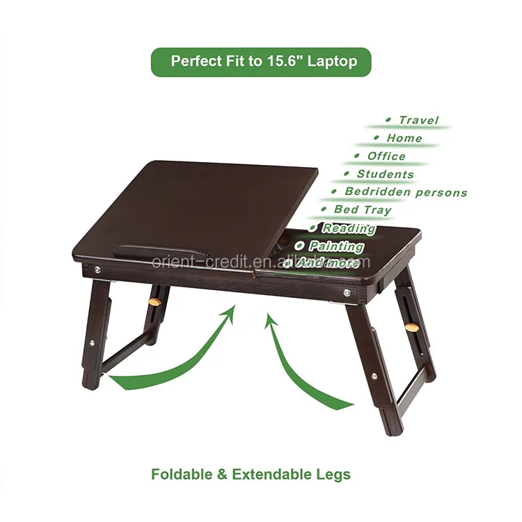 Multi Function Lapdesk,Adjustable Bed Tray,Foldable Breakfast Table Tilting Top with Storage Drawer for Surfing Reading Writing